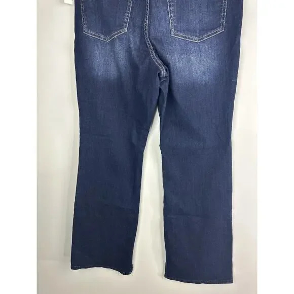 NWT JEN7 Split-Hem Slim Bootcut Jeans Dark Wash Sandblasted Stretch Plus Size 16 - Picture 9 of 14